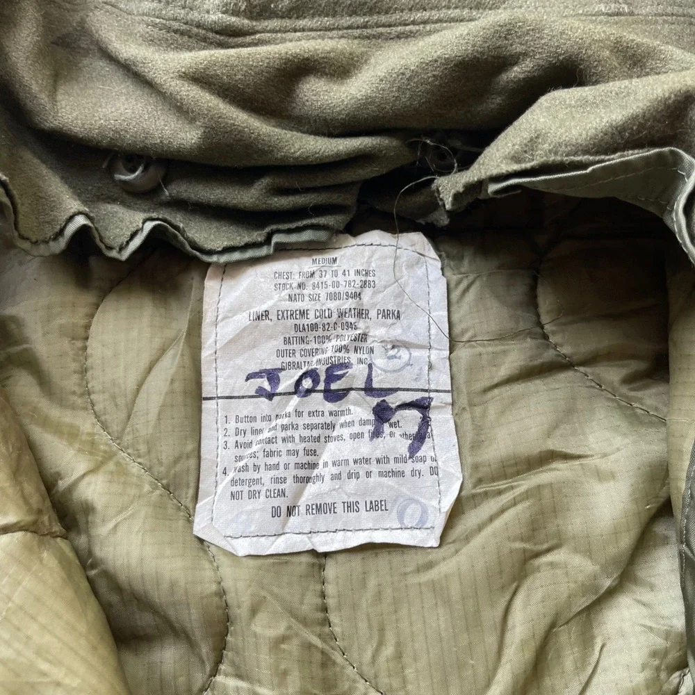 Vintage US Military M-65 Fishtail Parka With Liner & Hood Green Medium 1982